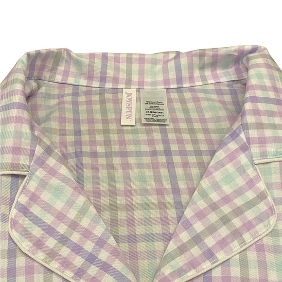 NWT - Women’s Joyspun Woven Notch Collar Pajama Top (Lavender Touch Plaid 3XL) - Picture 9 of 12